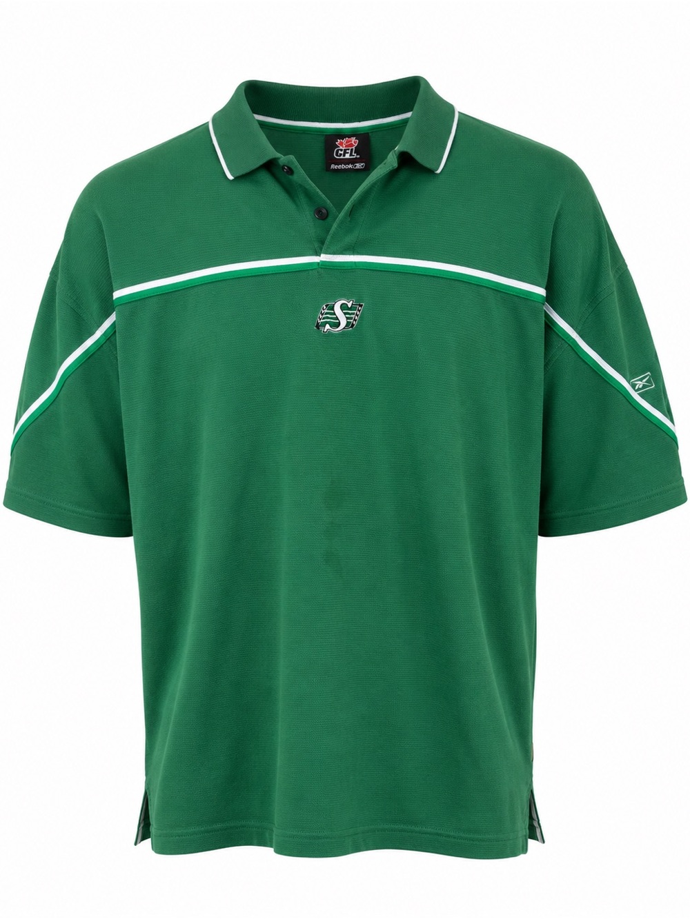 Vintage Reebok Saskatchewan Roughriders CFL PlayDry Green Polo Shirt